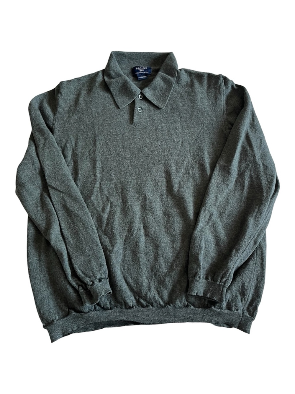 Brooks‎ Brothers 346 Fine Italian Merino Polo Sweater Size Large Green Collared